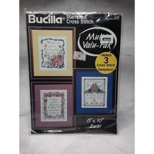 Bucilla Stamped Cross-Stitch Multi Valu Pak 64188 Loving Sayings Samplers 8x10